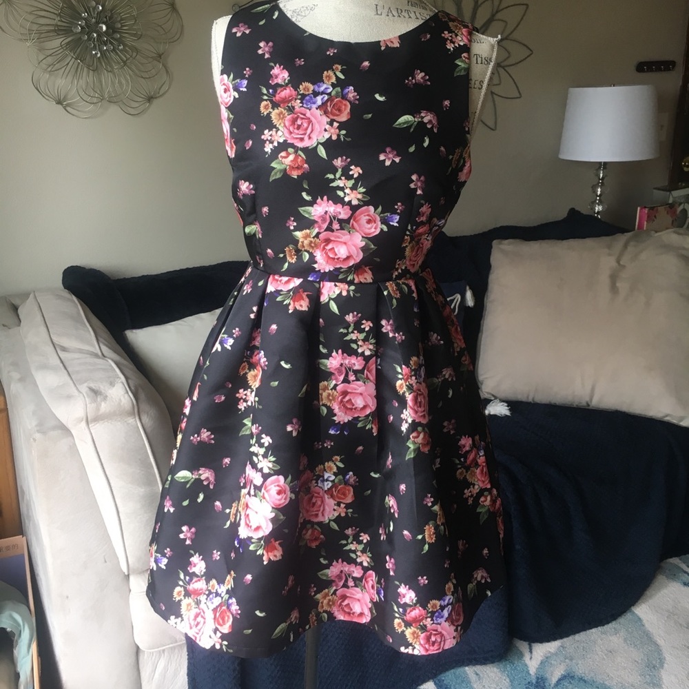 Floral Black Dress